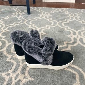 J Slides SEAN Black Waterproof Suede bootie, size 7